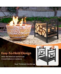 Givimo 18.5 Inch Metal Firewood Rack with Dual Handles