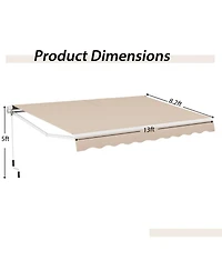 Givimo 13 × 8 Feet Retractable Patio Awning Aluminum Deck Sunshade-Beige