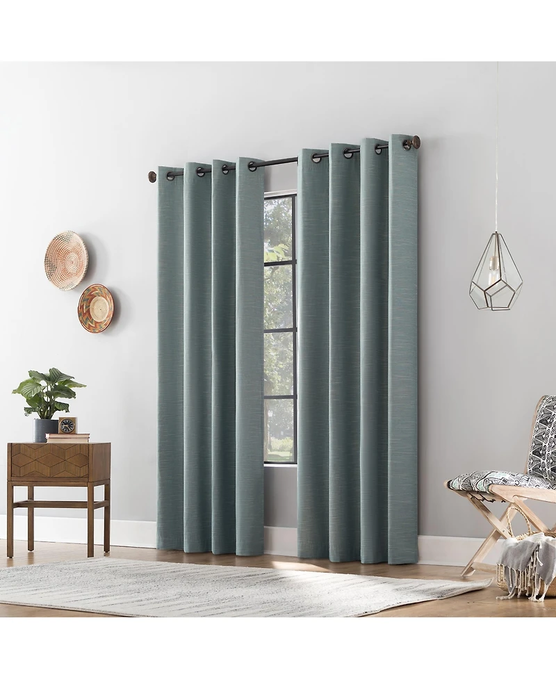 Textured Linen Blend Total Blackout Grommet Top Curtain
