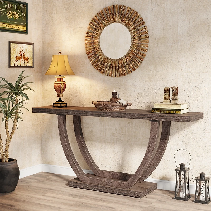 Tribesigns Console Table for Entryway: 63 Inches Farmhouse Wood Entry Foyer Entrance, Narrow Long Sofa Behind Couch with Metal Legs