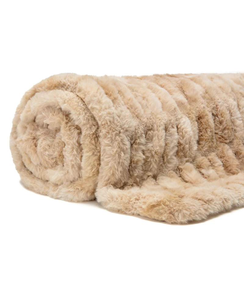 Chanasya Premium Ruched Faux Fur Throw Blanket - Luxurious, Soft Reversible Mink Blanket - 108" x 86” (King Size) - Dark Gray