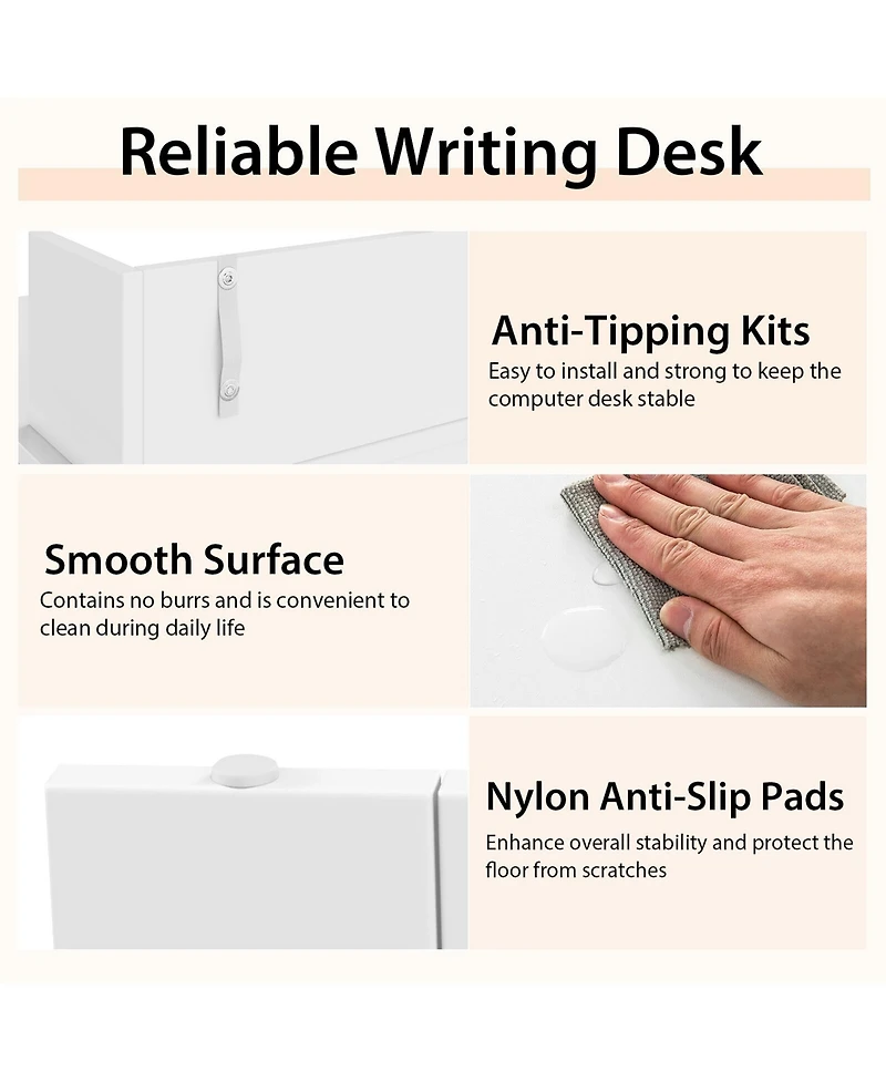 Gymax 48'' Computer Desk Study Writing Workstation w/ Bookshelf & Monitor Stand Riser
