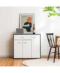 Gymax 3-Door Buffet Sideboard Kitchen Storage Cabinet Console Cupboard w/Drawer