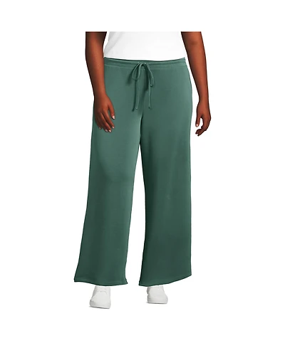 Lands' End Women's Plus Cupro Knit Mid Rise Wide Leg Pants