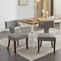 Streamdale Furniture Mid Century Modern Linen Dining Chairs, Gray Set of 2