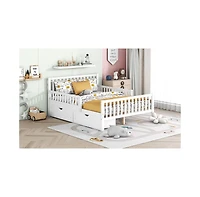 Streamdale Pink Platform Bed with Guardrails and Drawers