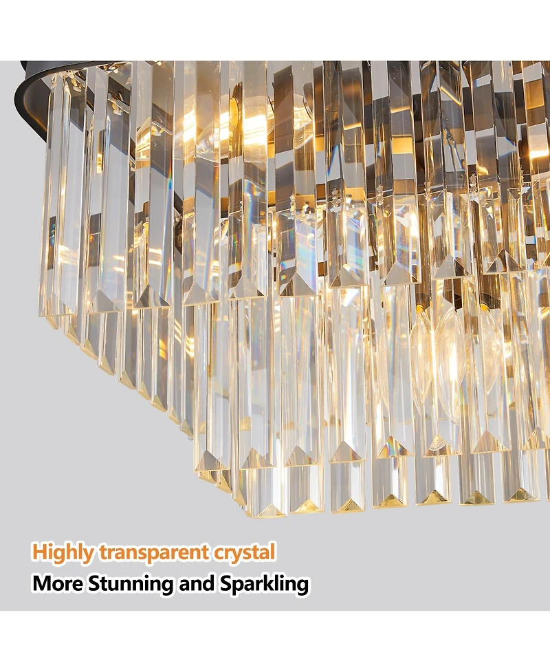 Streamdale Crystal Chandelier, Modern Industrial, Adjustable