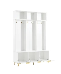 Streamdale High Gloss Fluted Storage Hall Tree with Gold Accents