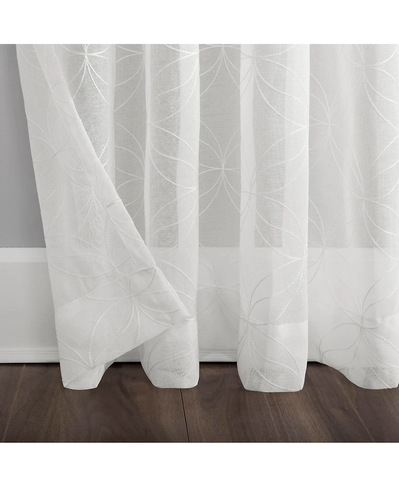 Tamaryn Embroidered Trellis Sheer Rod Pocket Curtain Panel