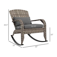 Outdoor Wicker Adirondack Rocker with Cushion and Pillow