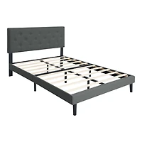 Streamdale Furniture Twin Platform Bed with Button Tufted Headboard and Wood Slats