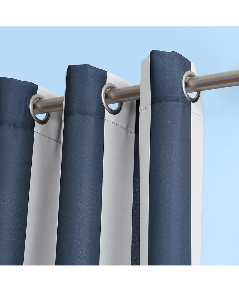 Valencia Cabana Stripe Indoor/Outdoor Uv Protectant Room Darkening Grommet Curtain Panel
