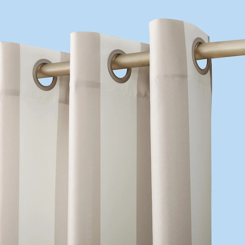 Valencia Cabana Stripe Indoor/Outdoor Uv Protectant Room Darkening Grommet Curtain Panel