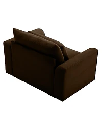 Simplie Fun Brown Corduroy Deep Seat Single Sofa with Waist Pillow