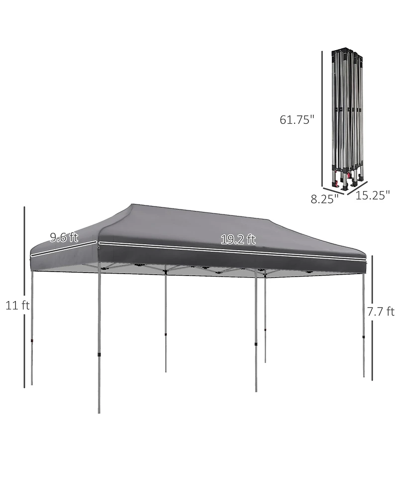 10' x 20' Instant Pop Up Canopy: Adjustable Height, Wheels for Easy Transport
