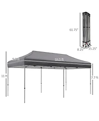 10' x 20' Instant Pop Up Canopy: Adjustable Height, Wheels for Easy Transport