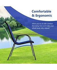 Costway Set of 4 Patio Dining Chairs Stackable Armrest Space Saving Garden