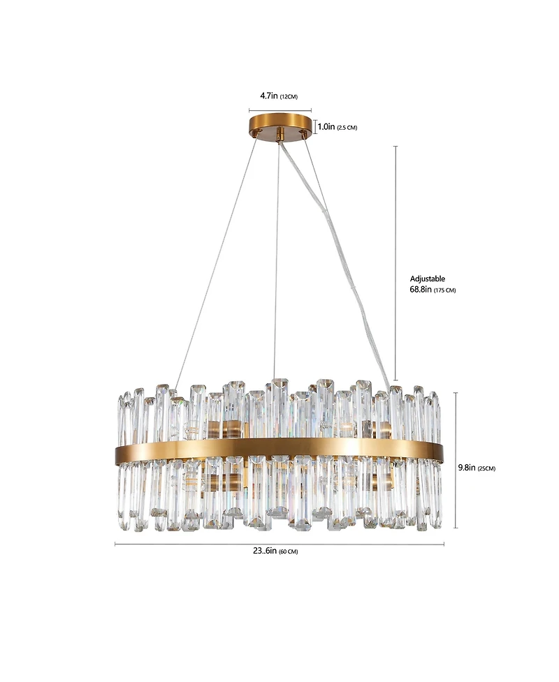 Streamdale Luxury Crystal Chandelier, 23.6", Decorative Led Lighting