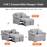 Streamdale Convertible Chenille Sleeper Chair, 3-in-1 Lounger