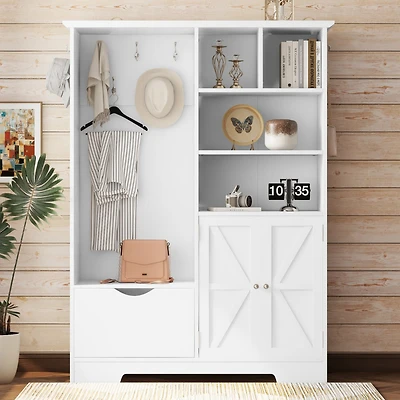 Multi-Purpose Hall Tree with Storage and Bench