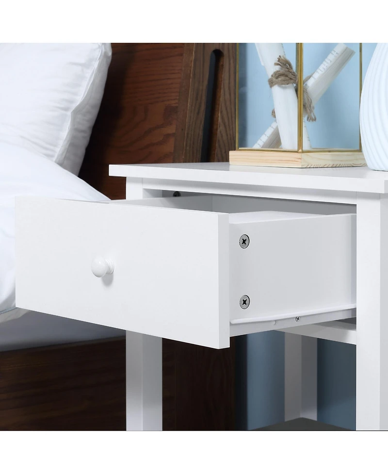 2-Tier Modern End Table with Drawer & Shelf