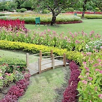 Fir Wood Arc Garden Bridge Walkway