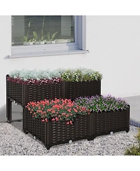 4-Piece Raised Garden Bed with Self-Watering Planter