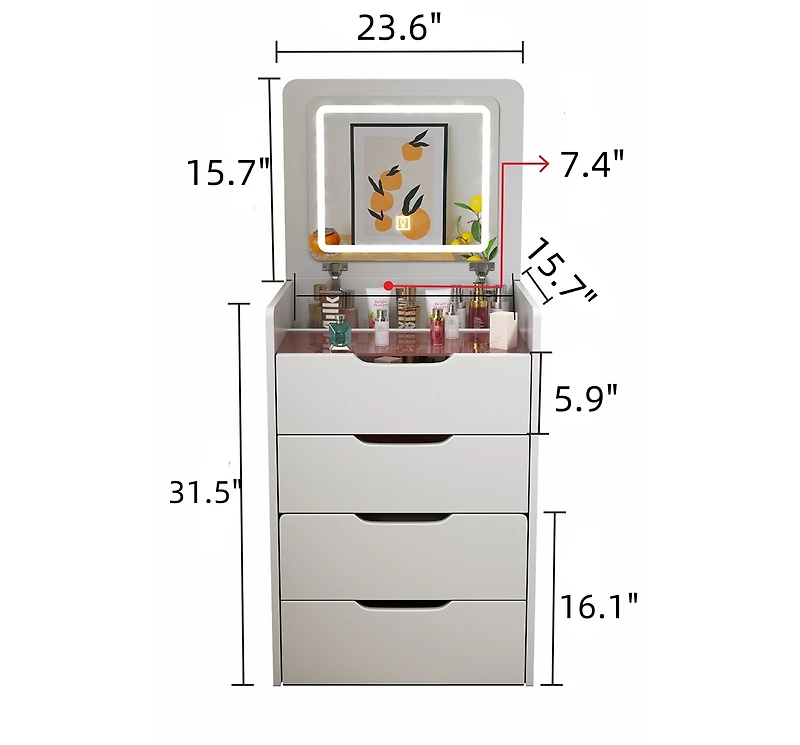Streamdale 3-in-1 Vanity Desk with Mirror and Drawers