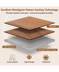 Folding Aluminum Camping Table with Carry Bag Roll-Up Picnic Table with Wood Grain