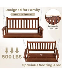 Slickblue 2-Person Wooden Outdoor Porch Swing with 500 lbs Weight Capacity
