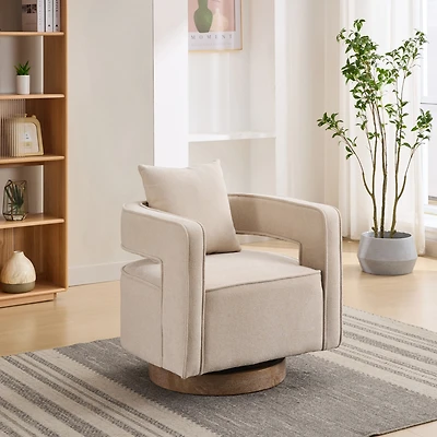 Beige Swivel Accent Chair for Modern & Comfy Seating