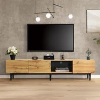 Streamdale Modern Media Console with Open Shelves, Led Light, and Drop-Down Door
