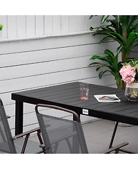 75" Outdoor Dining Table for 8, Aluminum Frame, Faux Wood Top