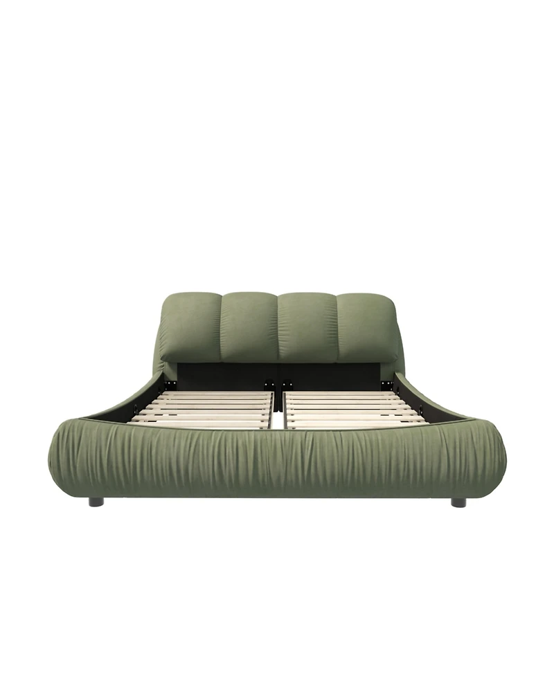 Streamdale Upholstered Platform Bed with Padded Backrest and Solid Wood Frame
