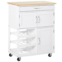 Bar Cart Rolling Kitchen Island on Wheels with Wine Rack