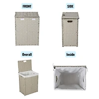Streamdale Powder Coated Pe Rattan Laundry Hamper with Removable Bags