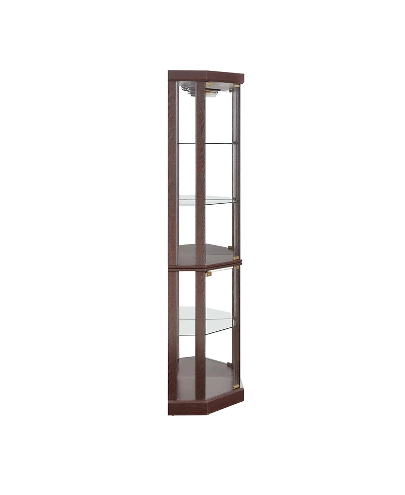 Simplie Fun Corner Curio Cabinet with Lights: Dark Cherry