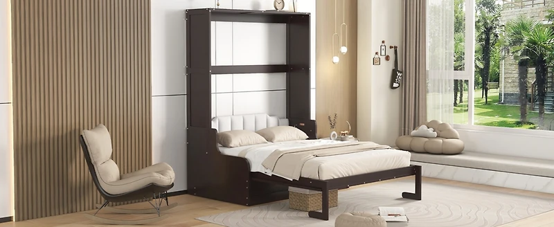 Streamdale Queen Murphy Bed Wall with Cushion,Gray