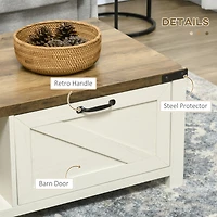 Rustic Farmhouse Coffee Table with Storage and Drawer