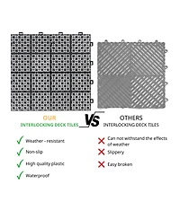 Streamdale Furniture Black Interlocking Deck Tiles Waterproof, Strong, All-Weather