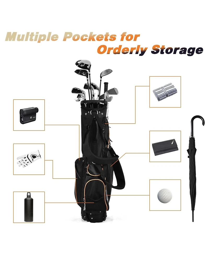 9 Inch Golf Stand Bag Divider Carry Pockets Storage