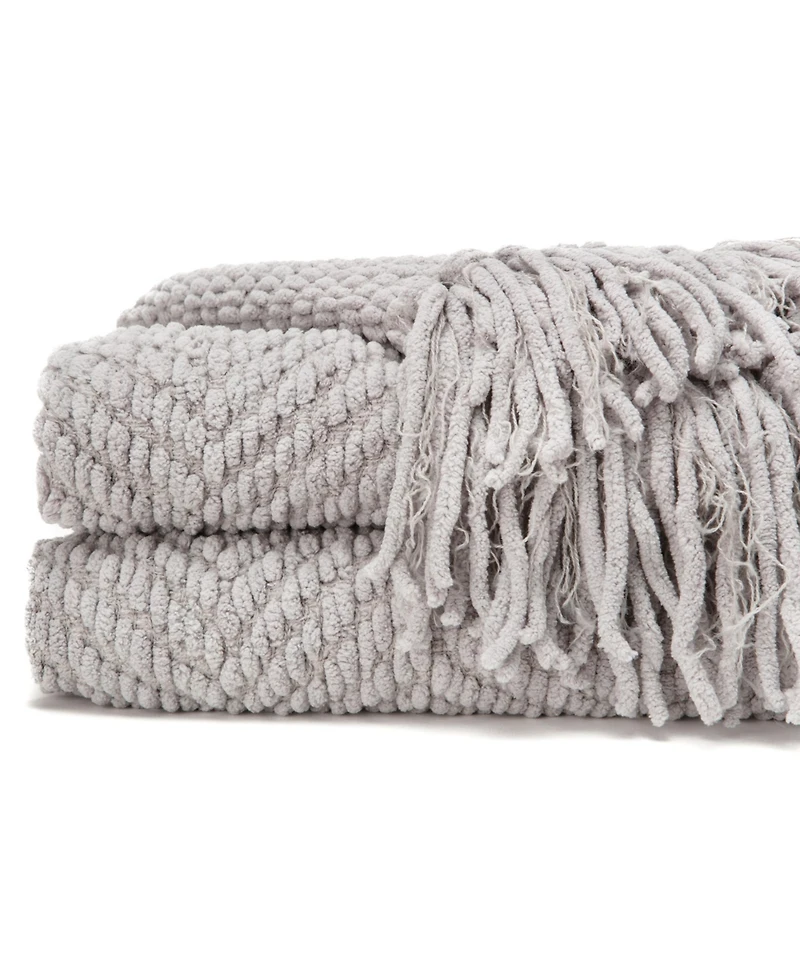 Chanasya Premium Textured Knit Throw Blanket with Tassels - Soft, Cozy Blanket for Couch, Bed, Living Room - 60" x 70” - Orange