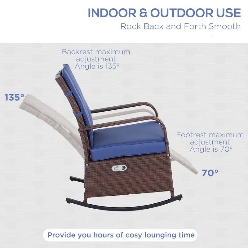 Streamdale Furniture Wicker Outdoor Rocking Chair with Adjustable Features for Comfort