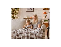 Chanasya Premium Faux Fur Ombre Throw Blanket - Super Soft, Lightweight Minky with Fuzzy Sherpa Side 50" x 65” Gray