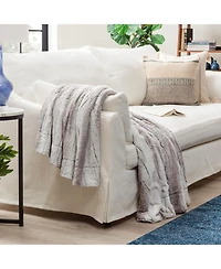 Chanasya Premium Faux Fur Ombre Throw Blanket - Super Soft, Lightweight Minky with Fuzzy Sherpa Side 50" x 65” Gray