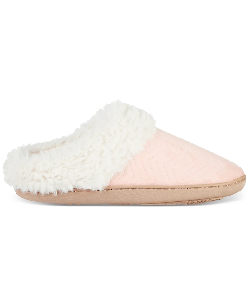 Isotoner Signature Women's Louise Quilted Velour Clog Slippers