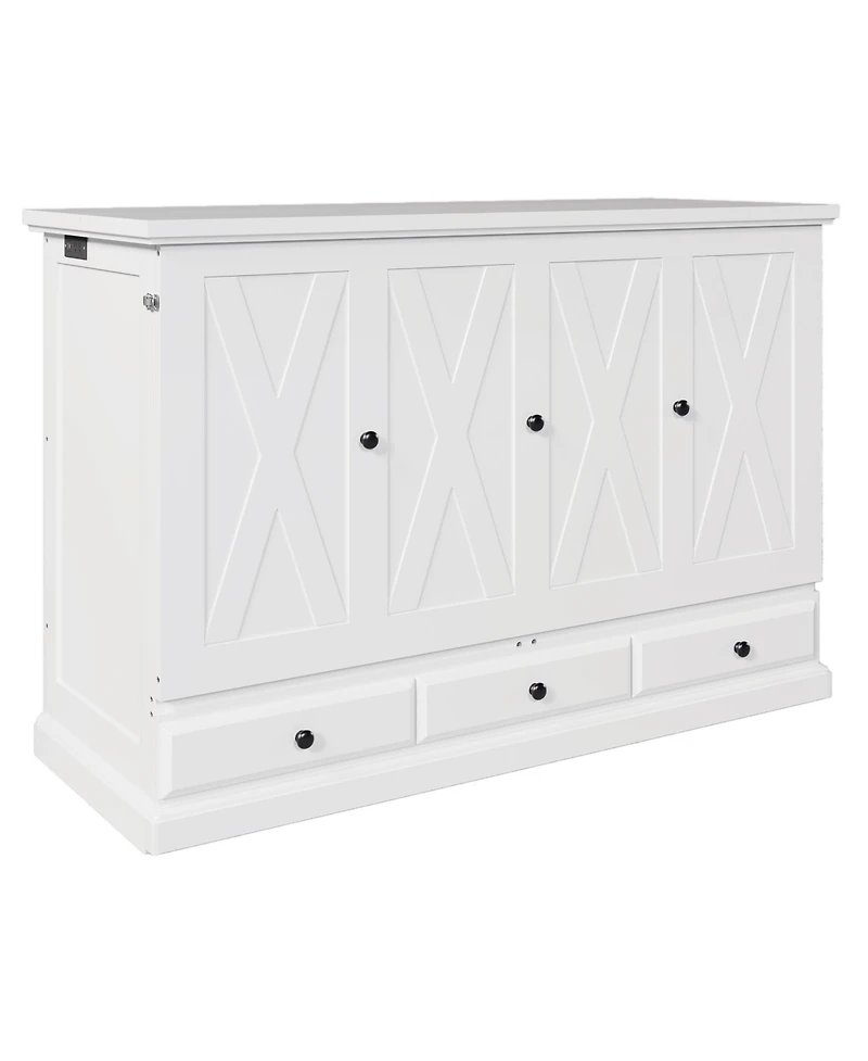 Streamdale Furniture Solid Pine Murphy Bed Chest with Charging Station