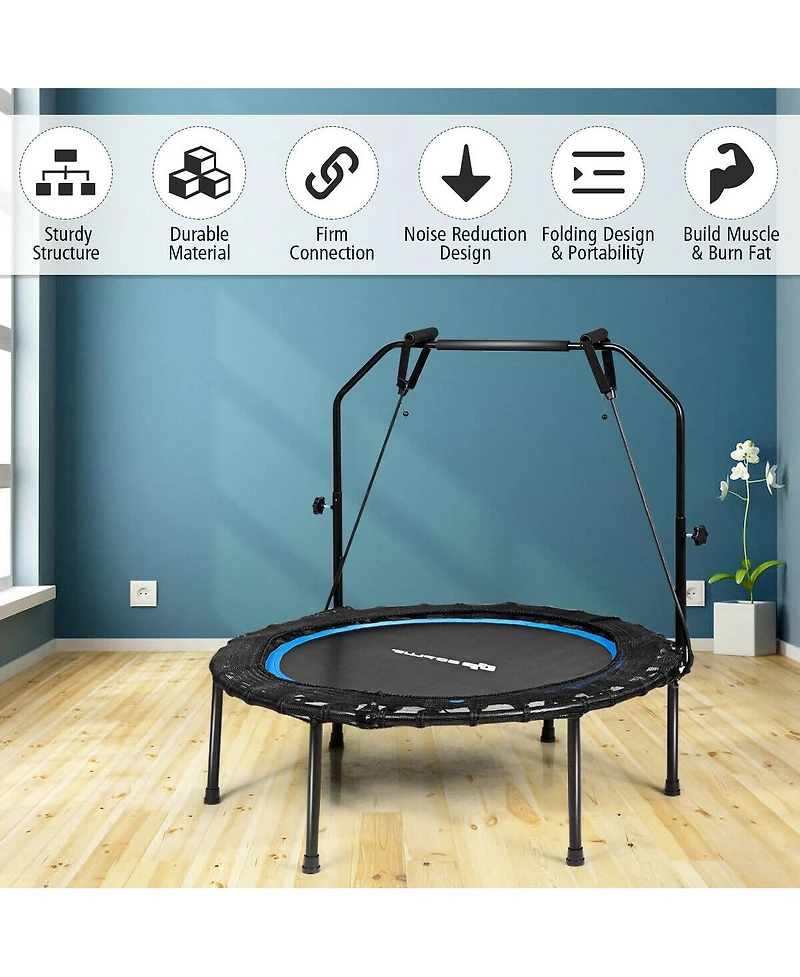 40 Inch Foldable Fitness Rebounder with Resistance Bands Adjustable Home