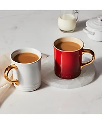 Le Creuset Stoneware Mug with Gold Metallic Handle, 14 oz.