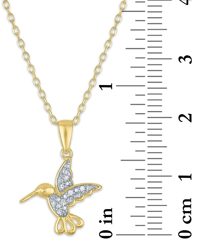 Diamond Accent Hummingbird Pendant Necklace in 14k Gold-Plated Sterling Silver, 16" + 2" extender